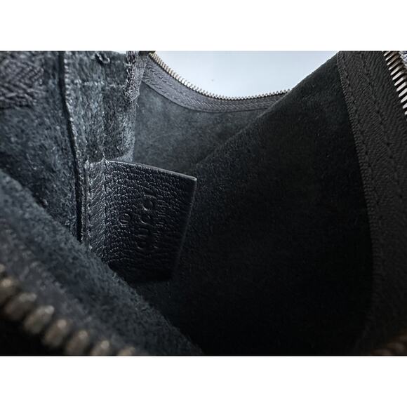 Gucci G Web Gucci Print Zip Around Black Pouch Made in Italy New - Picture 8 of 12